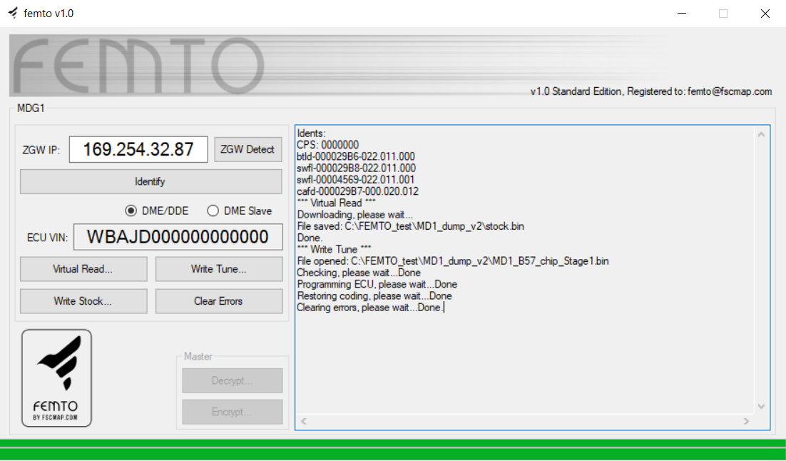 FEMTO OBD Flasher — Главное окно